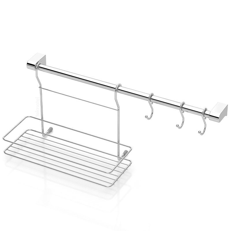 MG055 Kitchen Rail Set, 60 Cm Tube with 3 Hooks