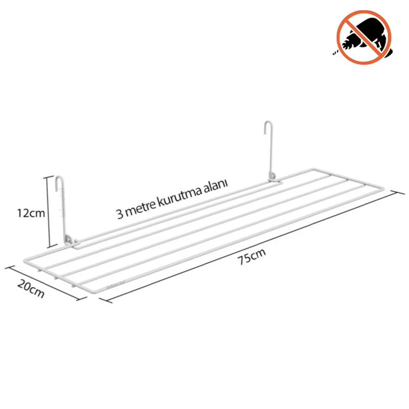 EG201 Foldable Radiator Clothes Airer 3 MT Capacity, 75cm Width