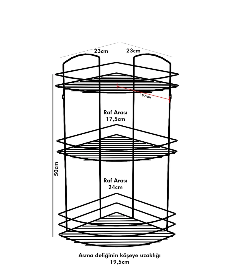 BK033 Bath Corner Shelf ThreeTiers