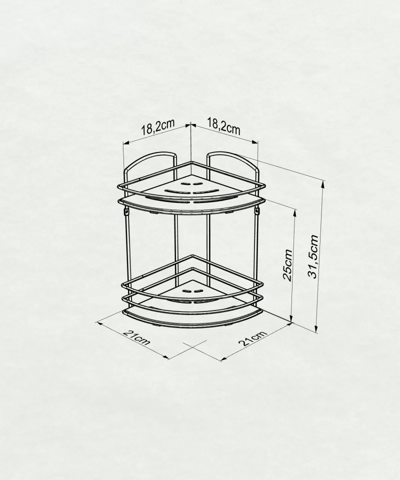 BK074 Bath Corner Shelf 2 Tier with Wood Design ABS