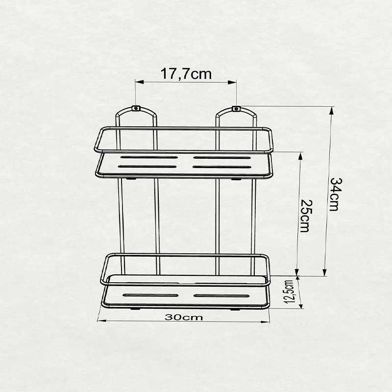 BK076 Bath Shelf Two Tiers with Wood Designed ABS