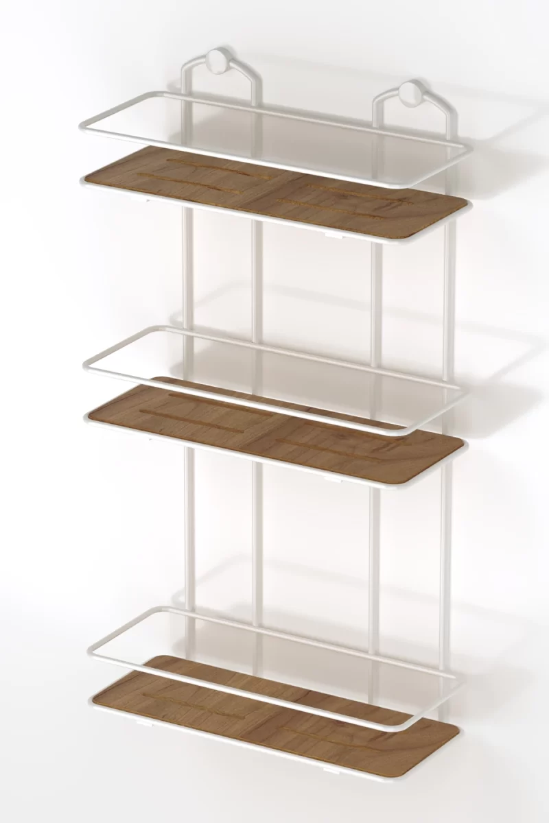 BK077W Bath Shelf 3 Tier with Wood Design ABS