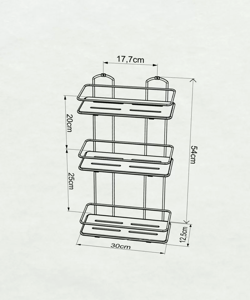 BK077 Bath Shelf 3 Tier with Wood Design ABS