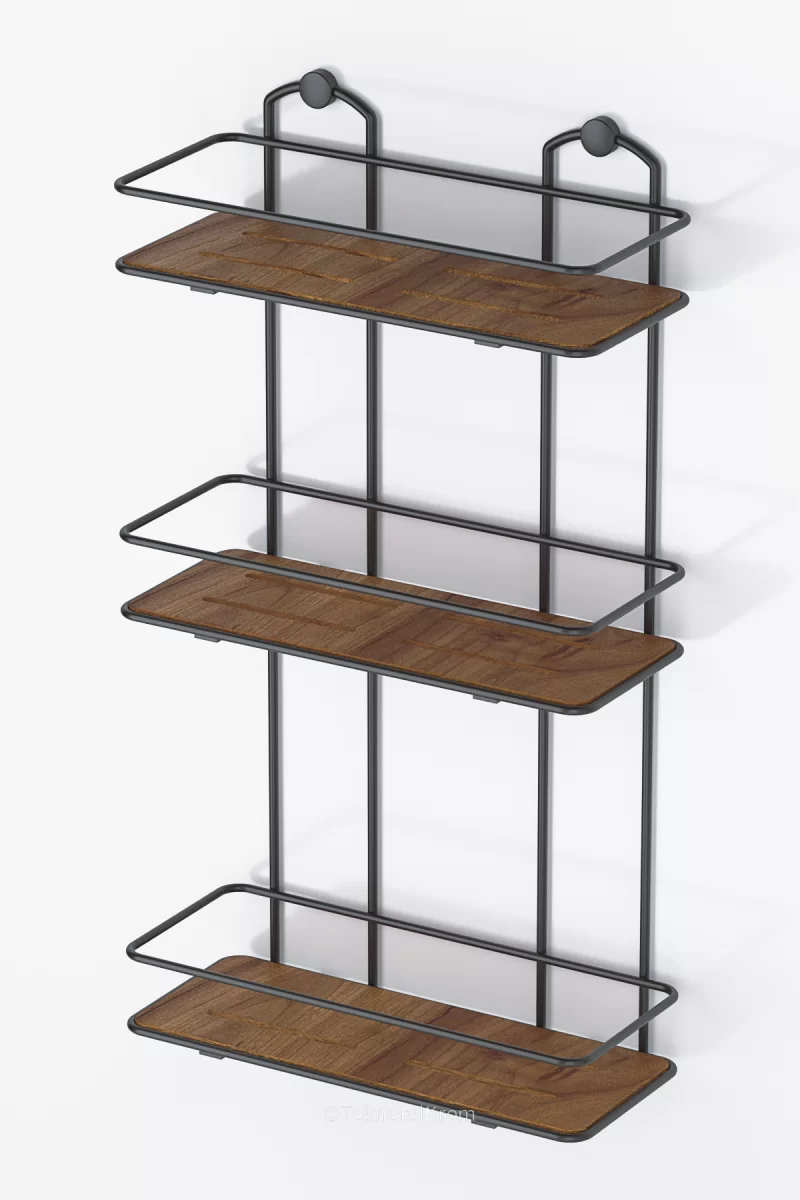 BK077 Bath Shelf 3 Tier with Wood Design ABS