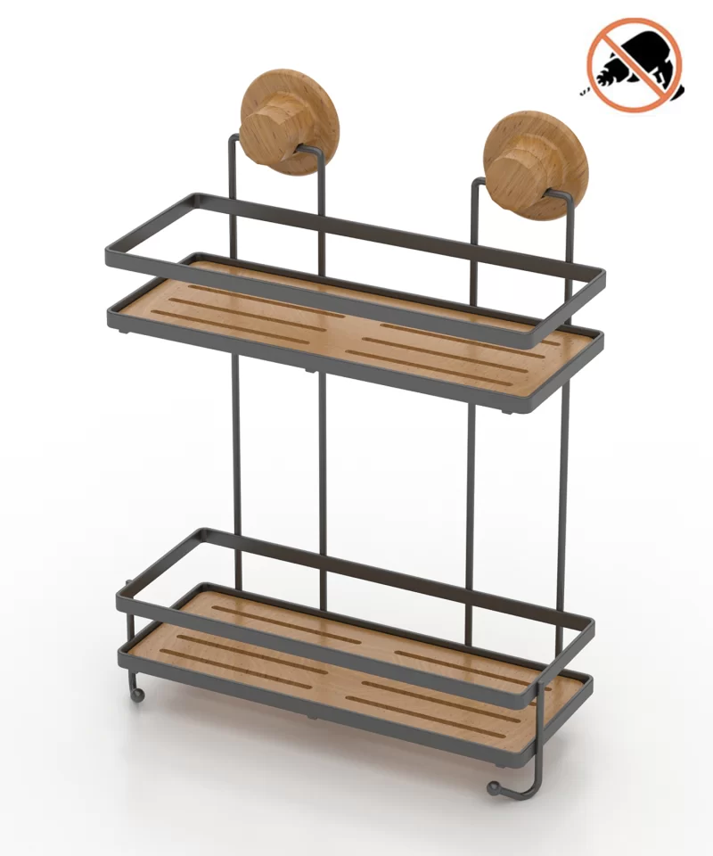 DM081 2 Tier Wood Design ABS Shel with Suction Cup