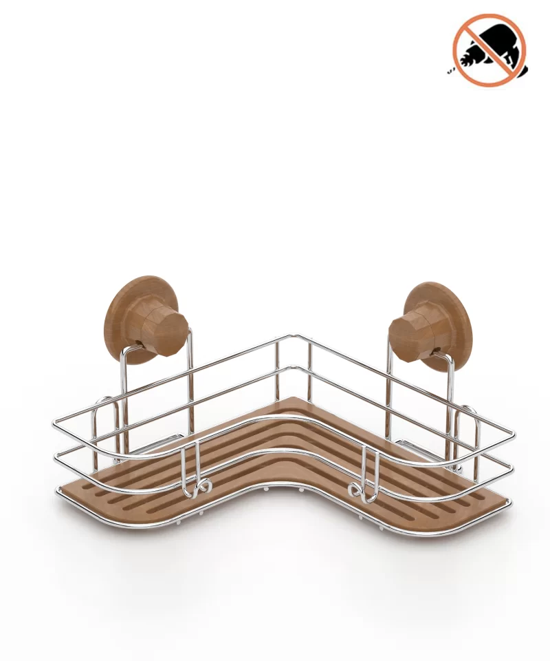 DM178 Wood Design ABS Corner Shelf with Suction Cup