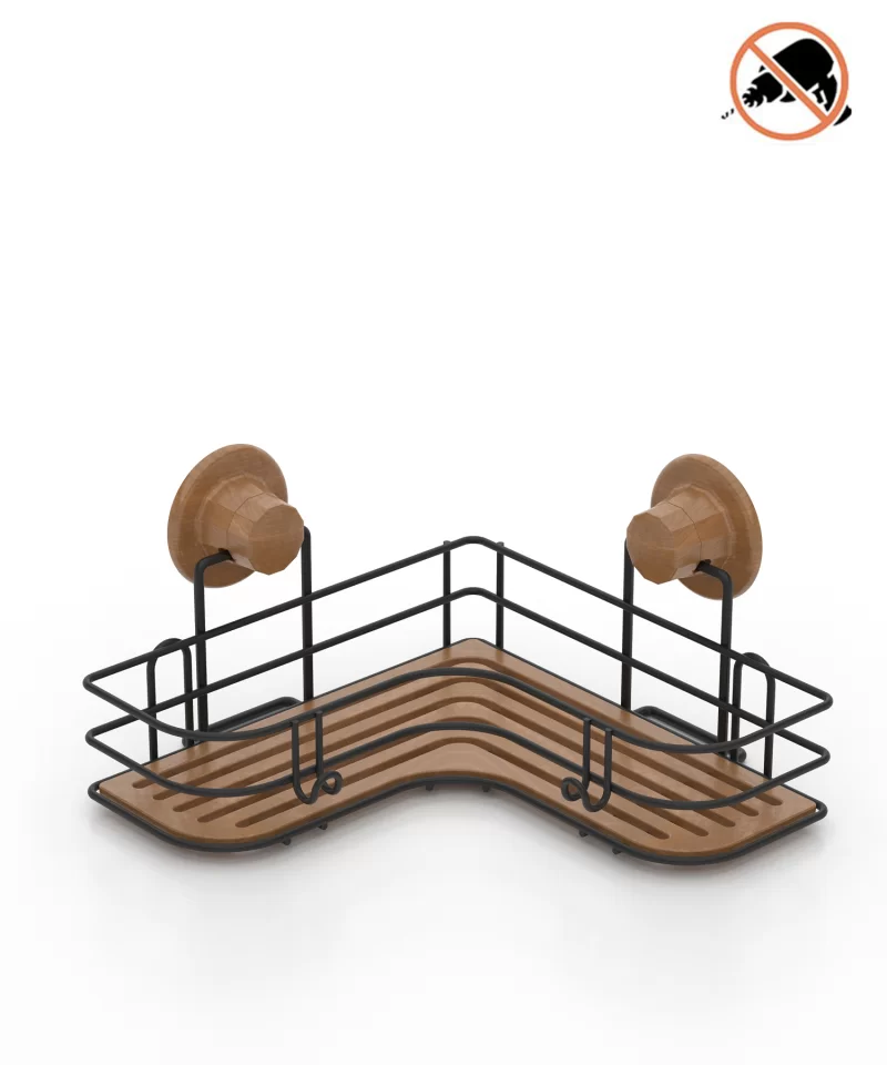 DM178 Wood Design ABS Corner Shelf with Suction Cup