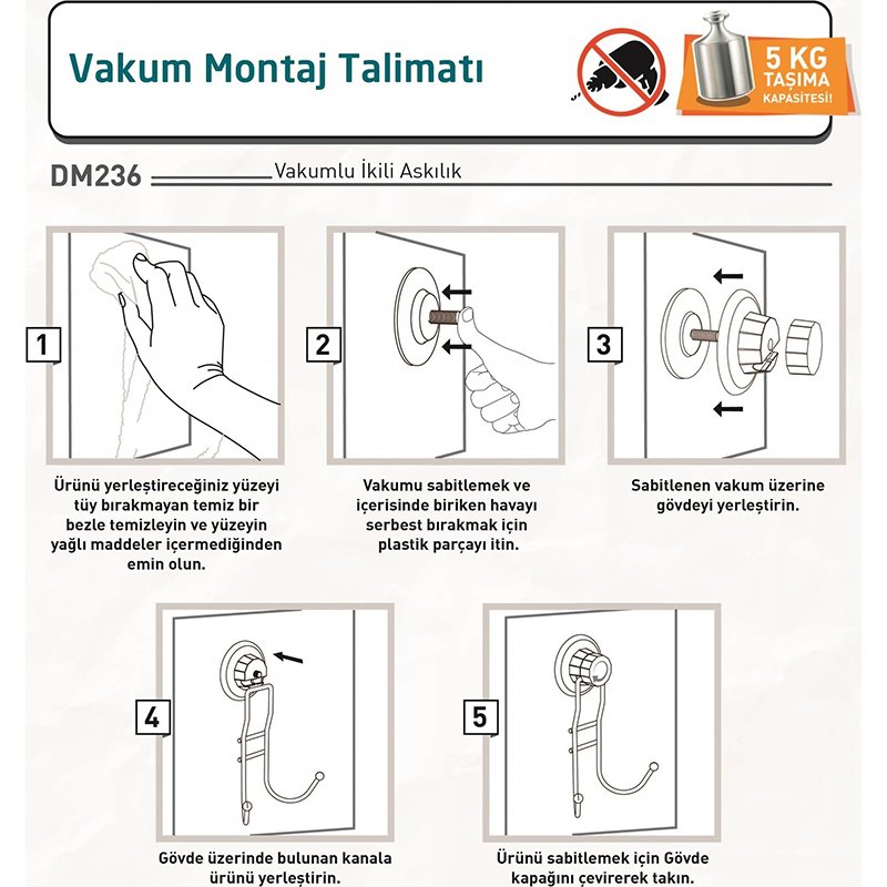 DM236 Double Hook with Suction Cup