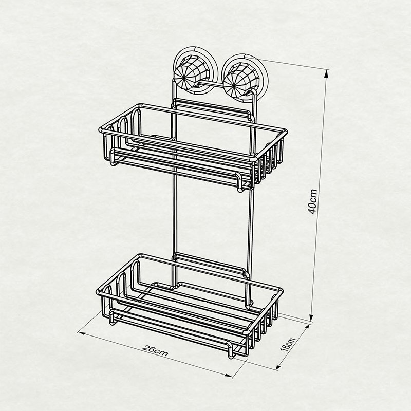 DM242 Two Tier Foldable Bath Shelf with Suction Cup