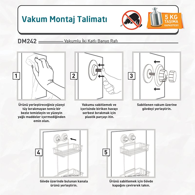 DM242 Two Tier Foldable Bath Shelf with Suction Cup