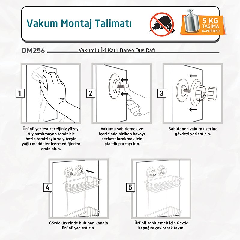 DM256 2 Tier Bath Shelf with Suction Cup