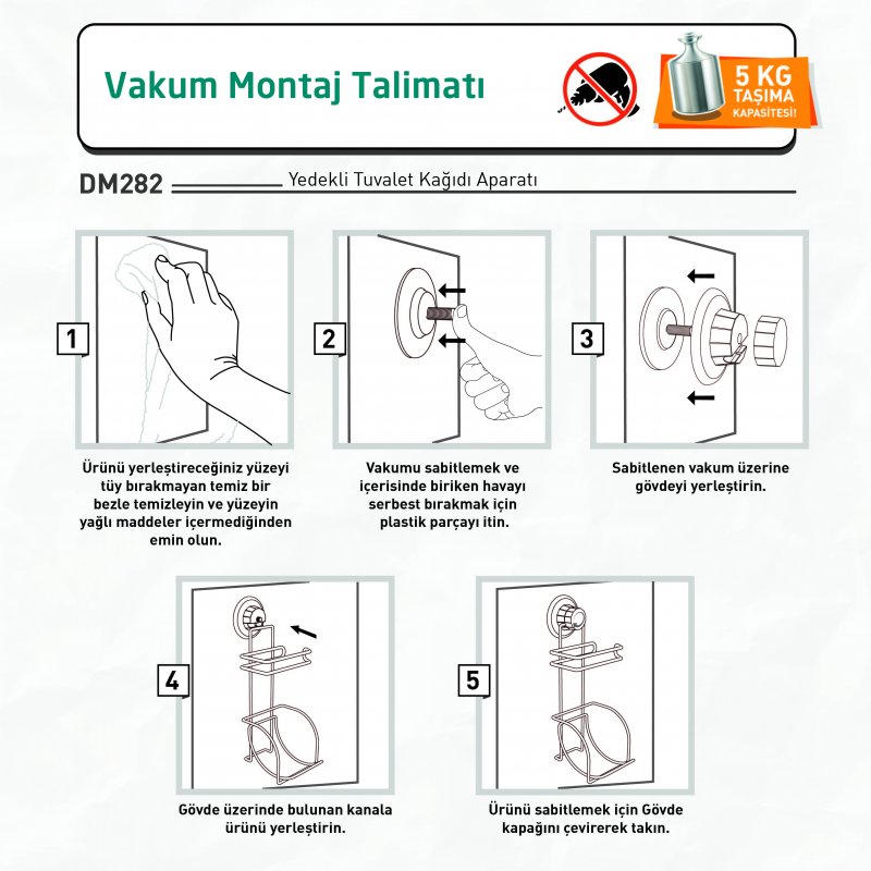 DM282 Roll Toilet Paper Holder with Rezerv and Suction Cup