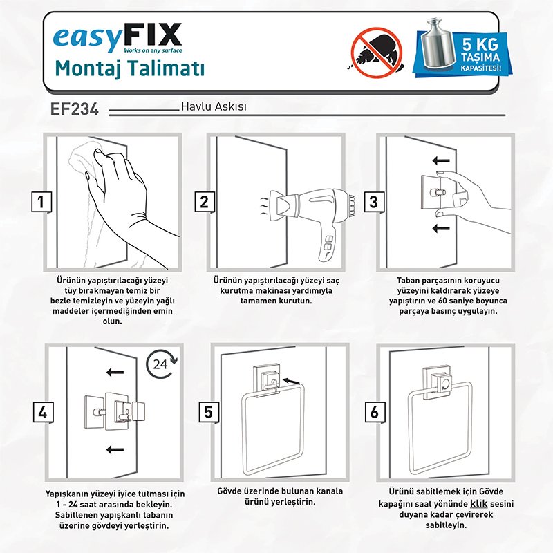 EF234 easyFIX Towel Holder, Self-adhesive