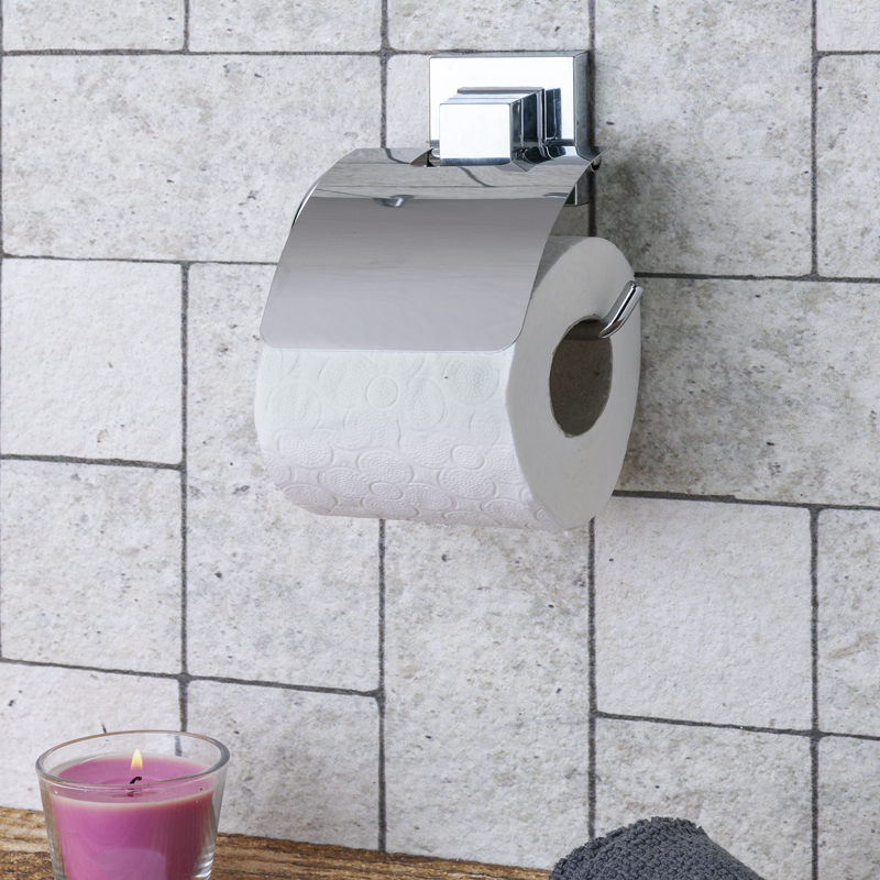 EF238 easyFIX Roll Toilet Paper Holder with Lid, Self-adhesive