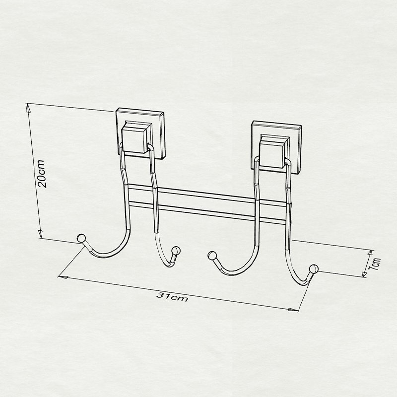 EF252 easyFIX Rack with 4 Hooks, Self-adhesive