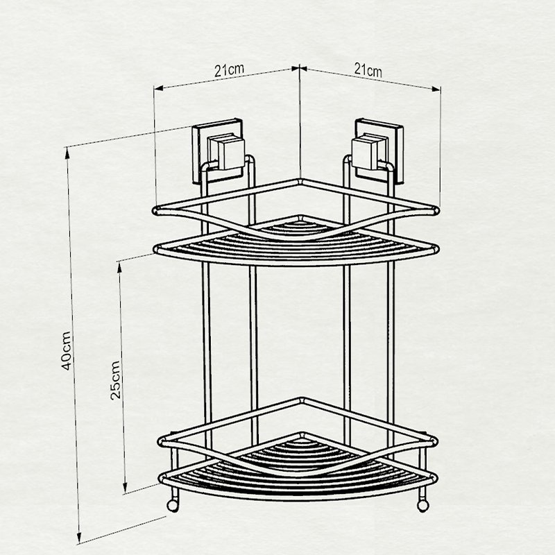 EF253 easyFIX 2 Tier Bath Corner Shelf with Hook, Self-adhesive