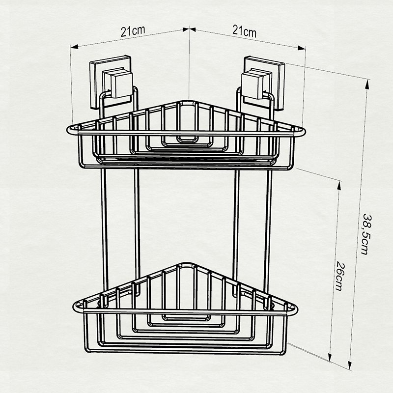 EF257 easyFIX 2 Tier Bath Corner Shelf, Self-adhesive