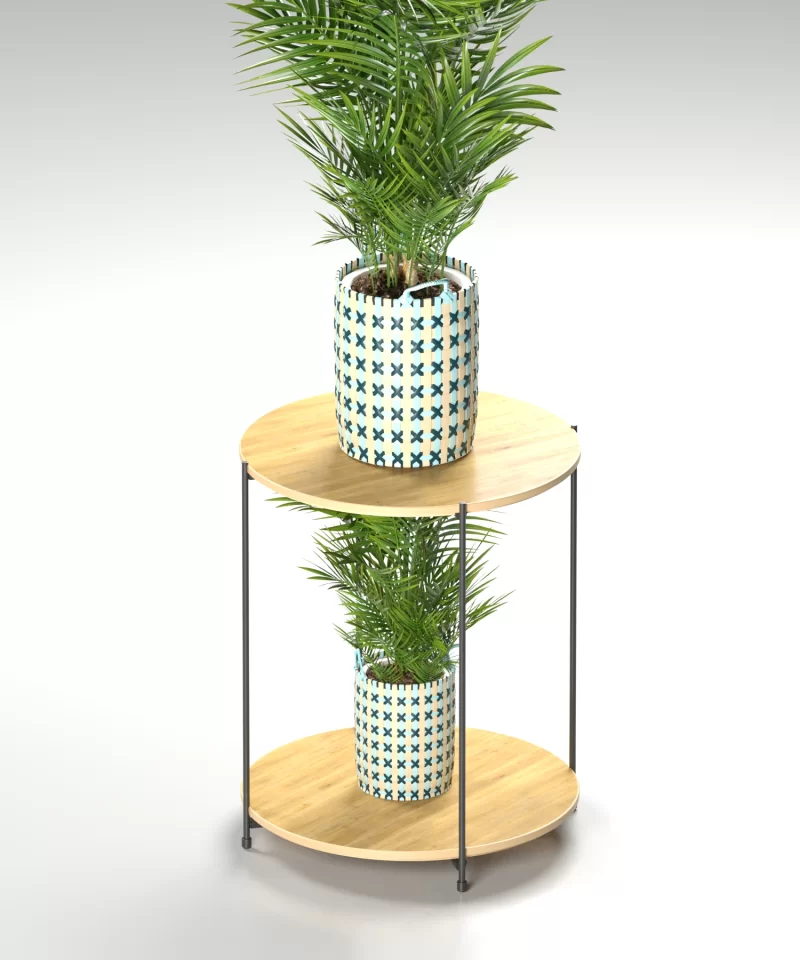 EG216 Two Tiered Foldable Planter Shelf with PP Lid