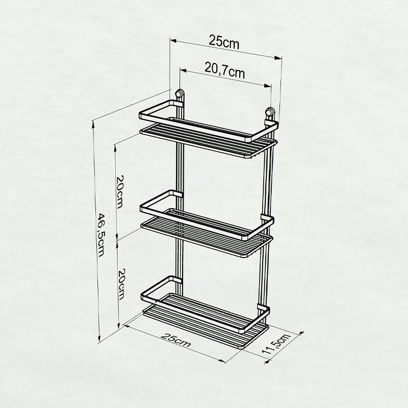 ES065 Bath Shelf Sheet Bar 3 Tiers