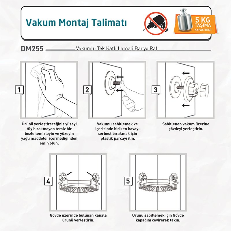 DM255 Bath Corner Shelf with Suction Cup