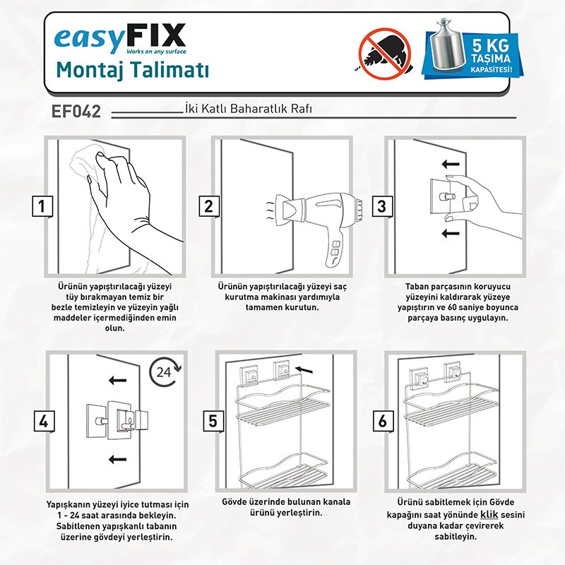 EF042 easyFIX 2 Tier Shelf, Self-adhesive