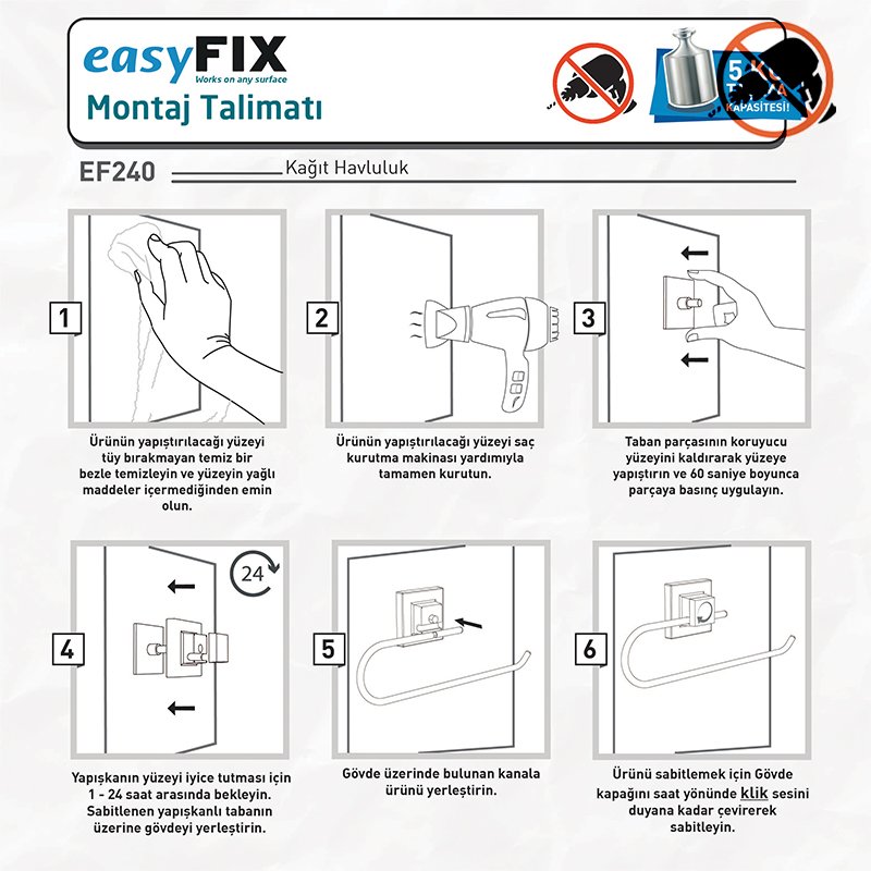 EF240 easyFIX Towel Paper Holder, Self-adhesive