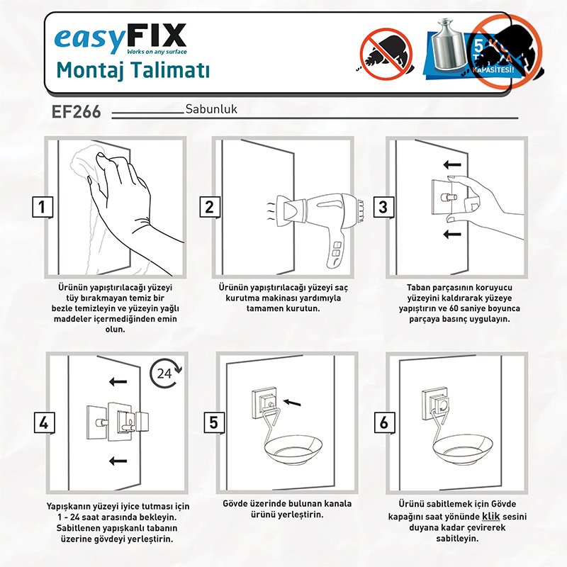 EF266 easyFIX Soap Holder, Self-adhesive