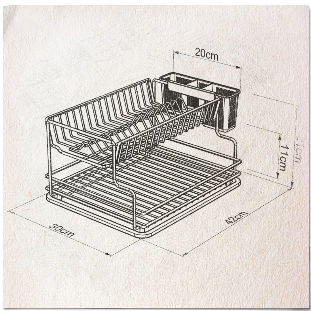 KB005 Dish Drainer Two Tiers with Cutlery and Tray