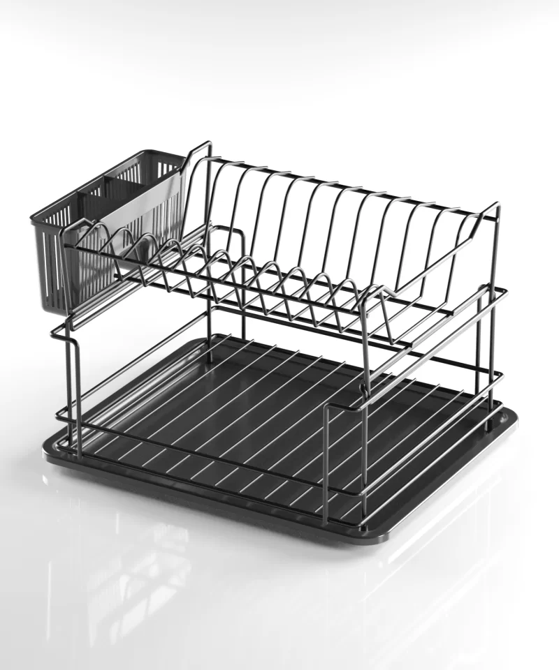 KB010 Dish Drainer Two Tiers, Foldable with Cutlery Tray