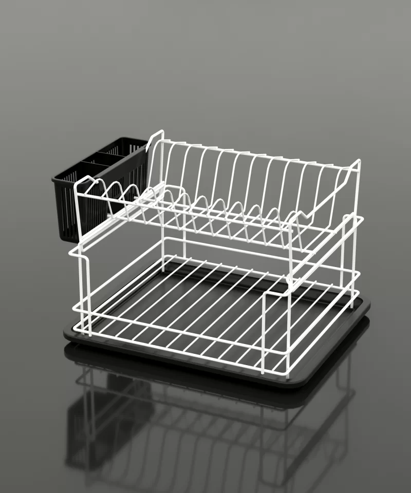 KB010 Dish Drainer Two Tiers, Foldable with Cutlery Tray