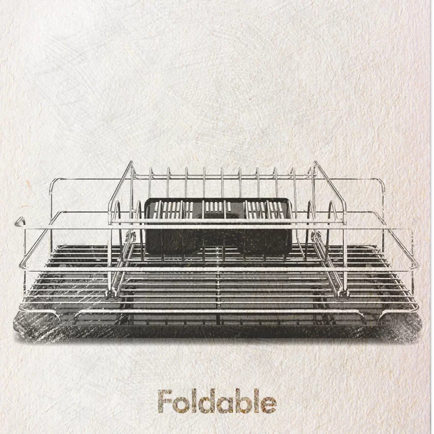 KB015 Dish Drainer Two Tiers, Foldable with Cutlery Tray