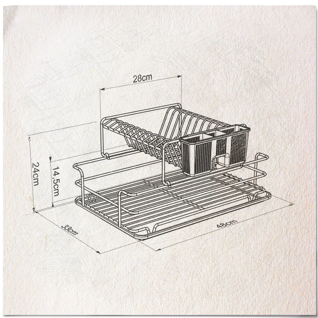 KB015 Dish Drainer Two Tiers, Foldable with Cutlery Tray