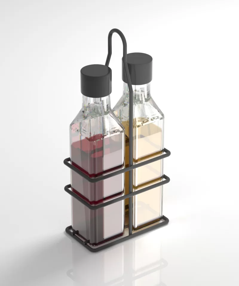 MG022 Double Glass Sauce Bottle with Stand