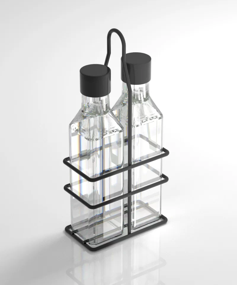 MG022 Double Glass Sauce Bottle with Stand