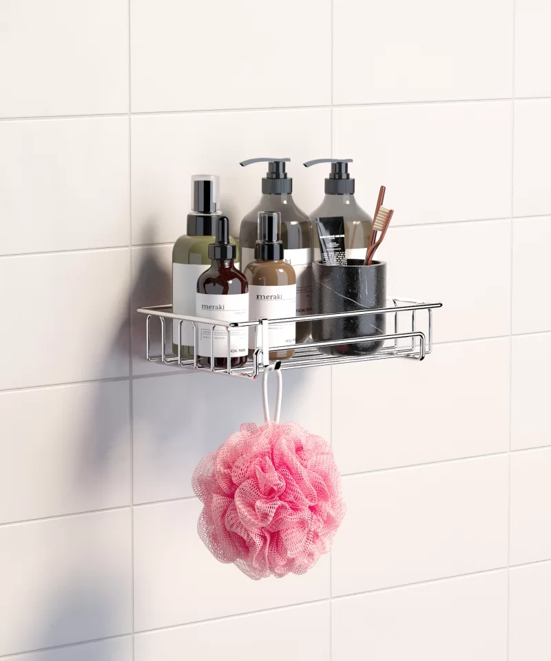 ST142 Adhesive Shower Caddy, Shower Shelf, No Drilling Shower Organizer for Inside Shower & Kitchen Storage