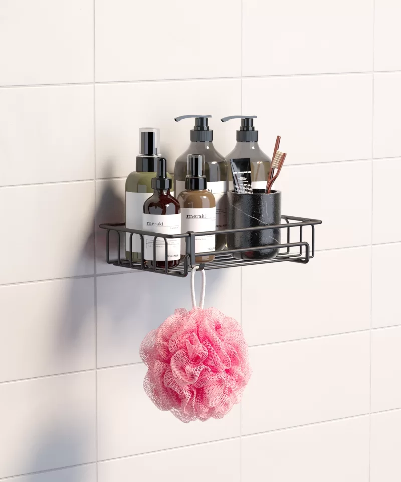 ST142 Adhesive Shower Caddy, Shower Shelf, No Drilling Shower Organizer for Inside Shower & Kitchen Storage