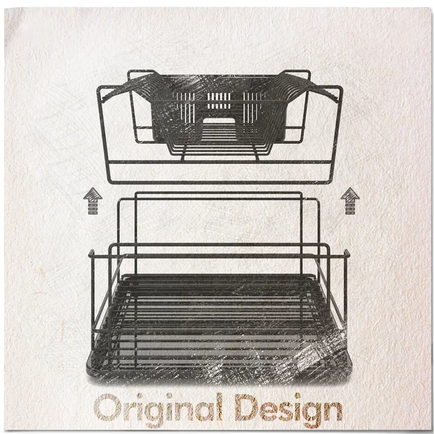 KB010 Dish Drainer Two Tiers, Foldable with Cutlery Tray