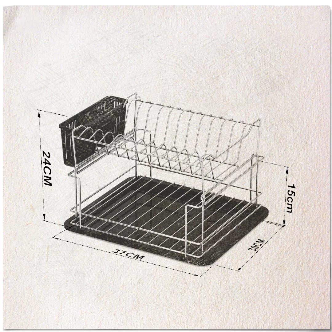 KB010 Dish Drainer Two Tiers, Foldable with Cutlery Tray