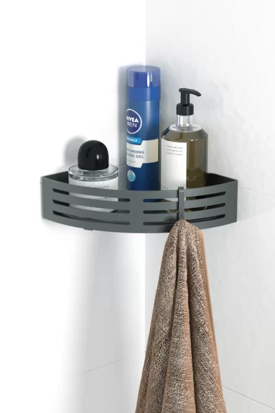 BK069 Stainless Steel Bathroom Caddy Black with Hook