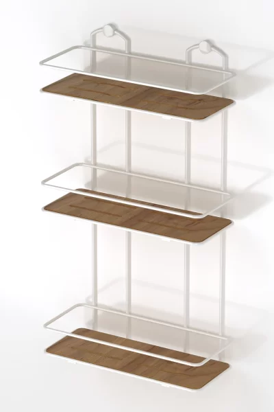 BK077W Bath Shelf 3 Tier with Wood Design ABS