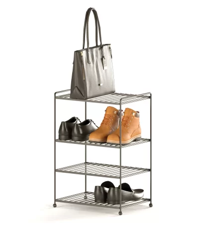 EG206 Foldable Shoe Boot Trainer Towel Rack Storage Shelf Organiser Stand 4 Tier