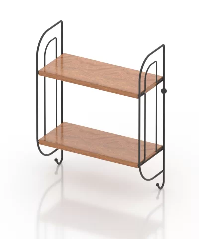 MG504 Wooden Metal Towel Shelf Organizer with 2 Tiers